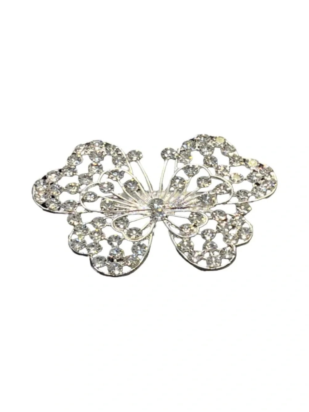 Crystal Butterfly Brooch - Silver Tone Sparkle FINAL PRICE DROP